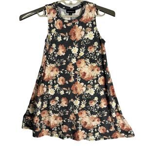 FORTUNE IVY Tank A Line Dress Women Size M Gray Pink Floral Lightweight